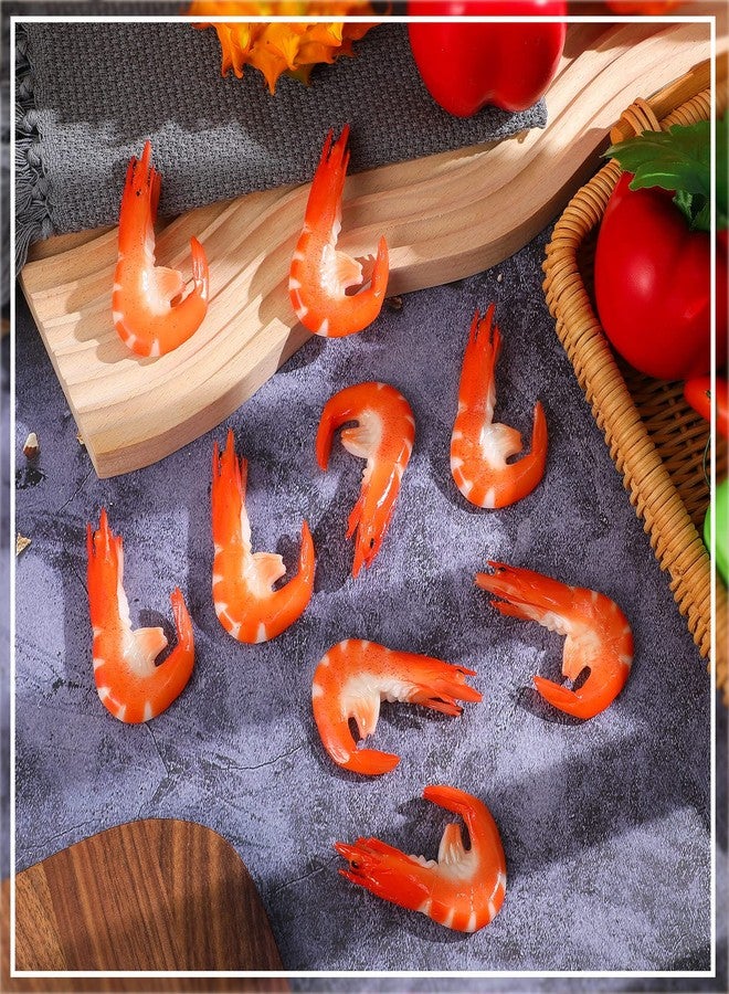 Chalyna 9 Pcs Red Simulated Fake Shrimps Model Simulated Cooked Shrimps Artificial Fake Food Model for Kitchen Home Decoration Food Sample Display and Photography Prop - Image 5